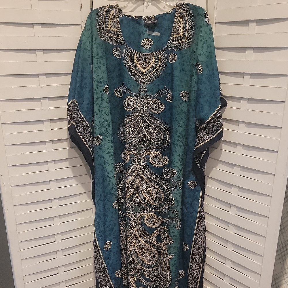 Good Times Green Blue And Gold Kaftan Size One Size Fits Most